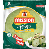5 PACK of Mission Wraps Spinach & Herb 8 pack