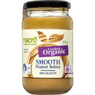 5 PACK of Macro Organic Smooth Peanut Butter 375g