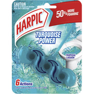 5 PACK of Harpic Turquoise Power Toilet Block Cleaner Tropical Lagoon 39g