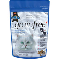 5 PACK of Fussy Cat Grain Free Cat Food Salmon & White Fish With Oil 500g