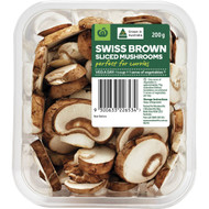 5 PACK of WW Mushrooms Swiss Brown Sliced 200g punnet