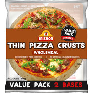5 PACK of Mission Pizza Base Wholemeal 2 pack