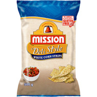 5 PACK of Mission White Strip Corn Chips 500g