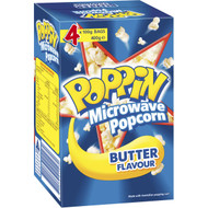 5 PACK of Poppin Microwave Popcorn Butter Flavour 100g x4 pack