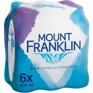 5 PACK of Mount Franklin Still Water Bottle 500ml x6 pack
