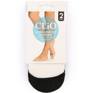 5 PACK of Clio Ultra Low Cut Footlet One Size Black 2 pack