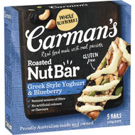 5 PACK of Carman's Roasted Nut Bars Greek Style Yoghurt Blueberry 160g