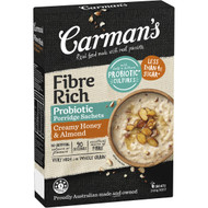 5 PACK of Carman's Fibre Rich Probiotic Porridge Sachets Creamy Honey & Almond 6 pack