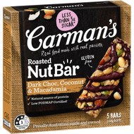 5 PACK of Carman's Dark Choc Macadamia Coconut Nut Bars 160g