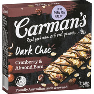 5 PACK of Carman's Dark Choc Cranberry & Almond Muesli Bars 6 pack