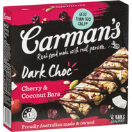5 PACK of Carman's Dark Choc Cherry Coconut Bar 210g