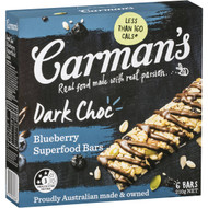 5 PACK of Carman's Dark Choc Blueberry Superfood Bars 6 pack