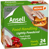 5 PACK of Ansell Medium Disposable Gloves Lightly Powdered 24 pack
