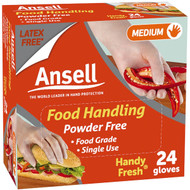5 PACK of Ansell Handy Fresh Disposable Gloves Medium 24 pack