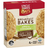 5 PACK of Uncle Tobys Oats Breakfast Bakes Apple & Cinnamon 260g
