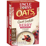 5 PACK of Uncle Tobys Oats Quick Sachets Berry Variety Porridge 420g
