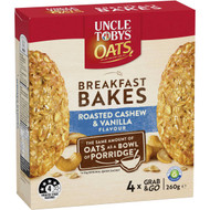 5 PACK of Uncle Tobys Oats Breakfast Bakes Roasted Cashew & Vanilla Flavour 4 pack