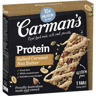 3 PACK OF Carman's Gourmet Protein Bars Salted Caramel Bars 200g