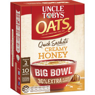 3 PACK OF Uncle Tobys Quick Oats Sachets Big Bowl Honey 10 pack
