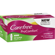 3 PACK OF Carefree Procomfort Tampons Super 32 pack