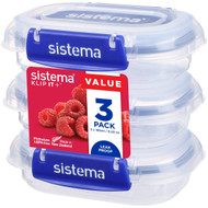 3 PACK OF Sistema Klip It Plus Rectangle 180ml 3 pack