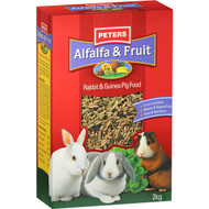 3 PACK OF Peters Alfalfa & Fruit Rabbit & Guinea Pig Food 2kg