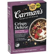 3 PACK OF Carman's Crispy Deluxe Berry Vanilla & Coconut Muesli 400g