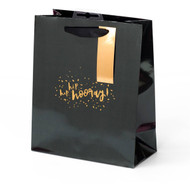 3 PACK OF Collage Medium Copper And Black Hooray Gift Bag