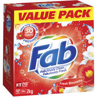 3 PACK OF Fab Laundry Powder Sunshine Fresh 2kg