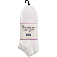 3 PACK OF Essentials Womens Socks Low Cut Plain White Size 8-11 3 pack