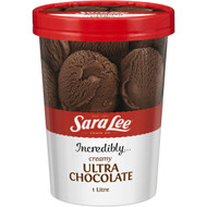 3 PACK OF Sara Lee Ice Cream Classic Ultra Chocolate 1l tub
