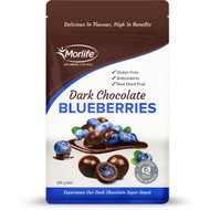 3 PACK OF Morlife Snacks Blueberries Dark Choc Coated 125g