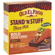 3 PACK OF Old El Paso Stand 'n Stuff Bold Nacho Cheese Taco Kit 315g