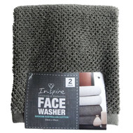 3 PACK OF Inspire Premium Face Washer Charcoal 2 pack