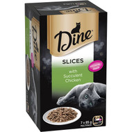 3 PACK OF Dine Wet Cat Food Slices With Succulent Chicken Tray 7 pack