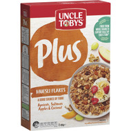 3 PACK OF Uncle Tobys Cereal Plus Muesli Flakes 820g