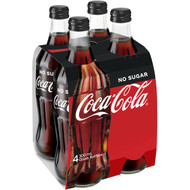 3 PACK OF Coca-cola No Sugar Soft Drink Bottles 300ml x4 pack