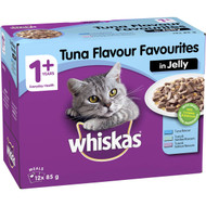 3 PACK OF Whiskas 1+ Years Favourites Tuna In Jelly Wet Cat Food Pouch 85g x12 pack