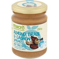 3 PACK OF Macro Natural Brazil, Almond & Cashew Spread 250g
