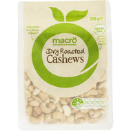 3 PACK OF Macro Dry Roasted Cashews Nuts 250g