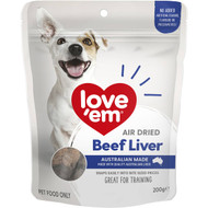 3 PACK OF Love'em Beef Liver Dog Treats 200g