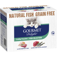 3 PACK OF Gourmet Delight Fish Selection 80g x12 pack