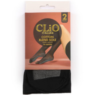 3 PACK OF Clio Italian Cotton Sole Knee High Tights Black One Size 2 pack