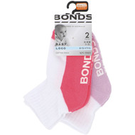 3 PACK OF Bonds Baby Logo Quarter Crew Sock Size 6-12m & 1-2y 2 pack