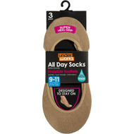 3 PACK OF All Day Ladies Invisible Footlet 9/11 3 pack