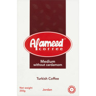 3 PACK OF Alameed Coffee Medium Without Cardamom Turkish Coffee 250g