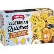 3 PACK OF Patties Mini Party Quiche Caramelised Onion & Cheese 12 pack
