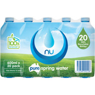 3 PACK OF Nu Pure Still Spring Water 20x600ml