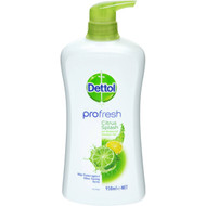 3 PACK OF Dettol Profresh Shower Gel Body Wash Lemon And Lime 950ml
