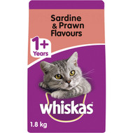 3 PACK OF Whiskas Sardine & Prawn Adult Dry Cat Food 1.8kg